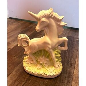 Unicorn Collectible Figurine White with Green Floral Base Fantasy